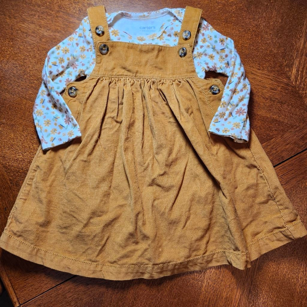 Girls Carter's Casual Dress 9 Months Brown White Floral